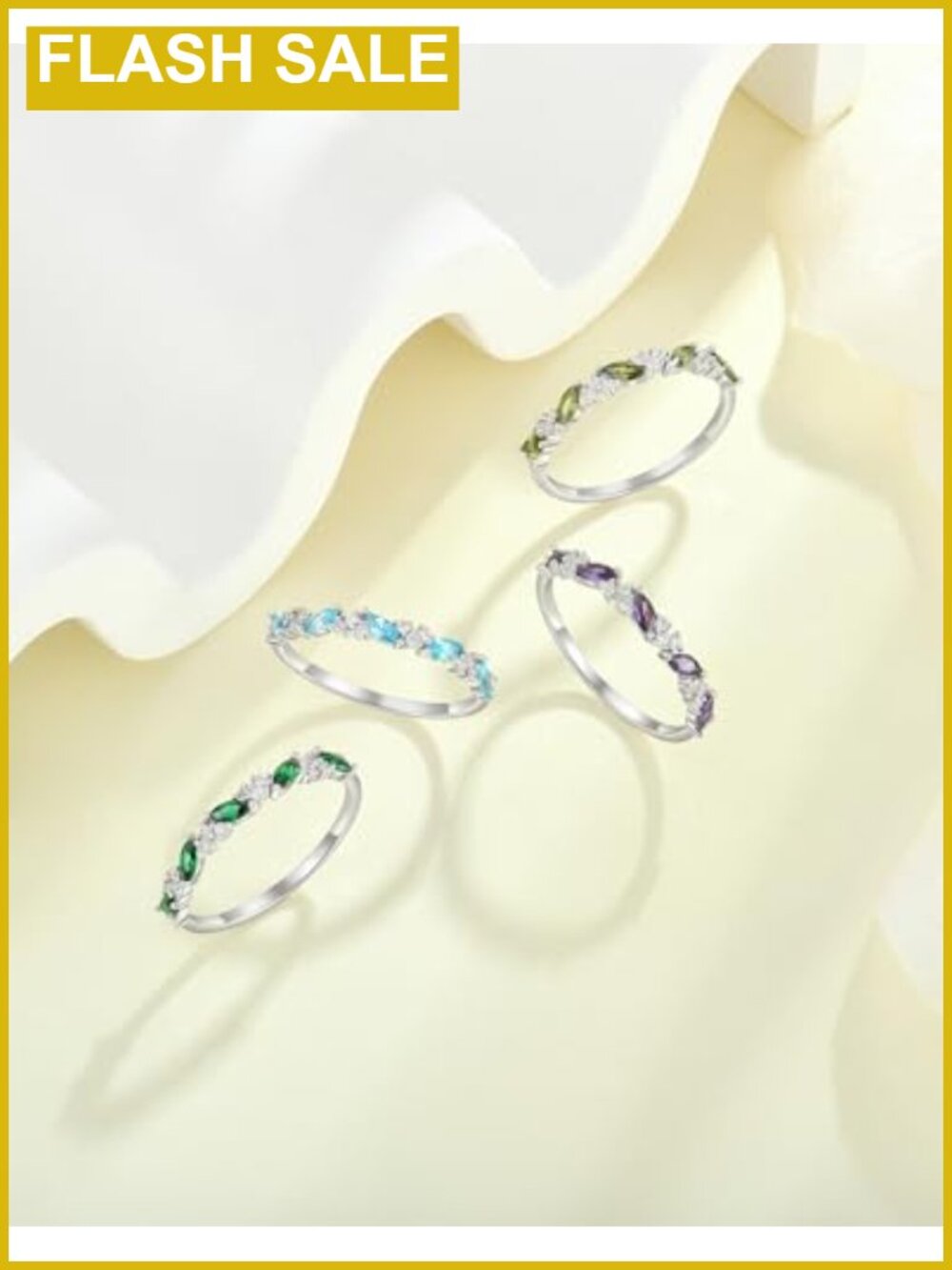 Sterling Silver 18K White Gold Plated Eternity Stackable Ring - Picture 4 of 6